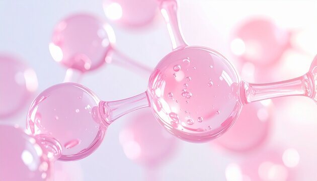 スキンケア分子のピンクテクスチャ表現 3Dレンダリング ジェネレーティブAI - Powered by Adobe