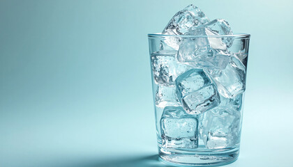 Glass with Ice Cubes and Water
