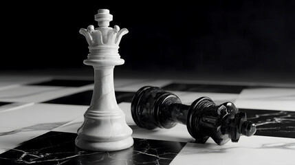 White Chess Queen and Fallen King