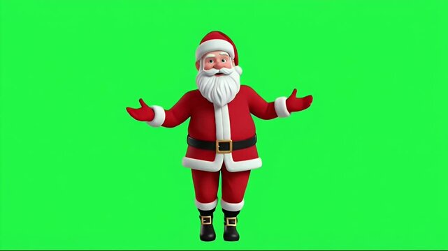 santa claus character dancing in green screen background