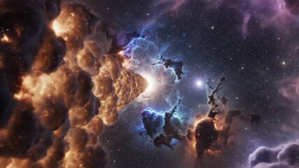Cosmic explosion abstract render with dynamic colors and visual effects