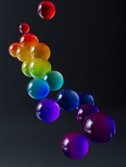 Fototapeta premium Rainbow spheres floating abstract background 