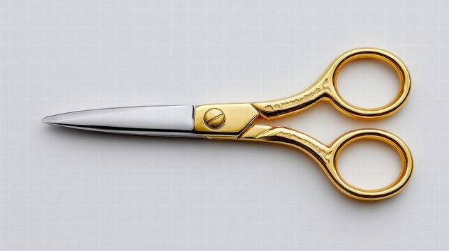 Elegant gold scissors on a white background