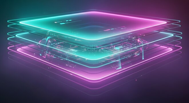 Glowing abstract technology background with colorful digital lines - Powered by Adobe
