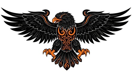 Obraz premium Stylized Black and Orange Eagle Mascot Design