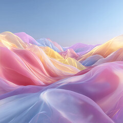 Vibrant Holographic Landscape: Abstract Gradient Mesh Waves