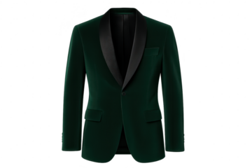 Elegant green tuxedo jacket isolated on a transparent background, formal wear