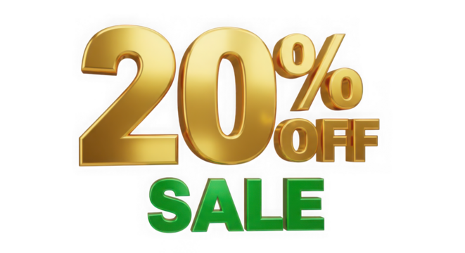 Golden 20 percent off sale announcement