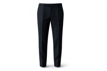 Elegant navy blue men's dress pants isolated on a transparent background, formal