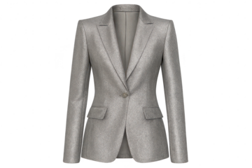 Elegant grey blazer isolated on a transparent background, stylish fashion wear
