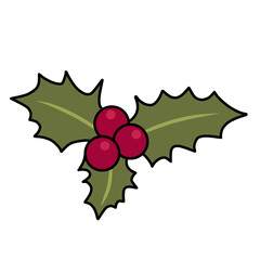 Classic christmas holly berries and leaves illustration