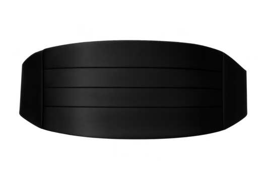 Elegant black cummerbund isolated on transparent background for formal wear