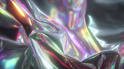 crumpled iridescent metallic foil with rainbow colors Concept Iridescent foil textures, Rainbow metallic props, Crumpled foil backdrop, Prism reflections, Shimmering color tones