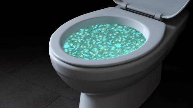 Illustration of bacteria and viruses on a toilet
