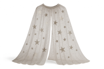 Elegant white canopy with star pattern isolated on transparent background shot