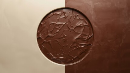 Oval shaped dark chocolate easter egg with intricate embossed pattern