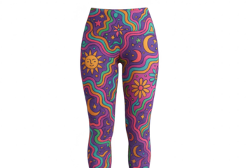 Retro groovy leggings isolated on a transparent background, vintage fashion