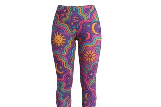 Retro groovy leggings isolated on a transparent background, vintage fashion - Powered by Adobe