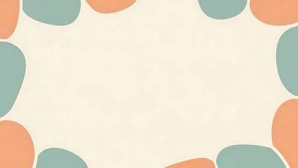 Playful and modern abstract background featuring organic, free-form blob shapes in complementary peach and muted teal tones, creating a stylish and decorative frame for creative design projects