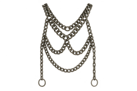 Heavy metal chains with rings isolated on a transparent background, dramatic effect - Powered by Adobe