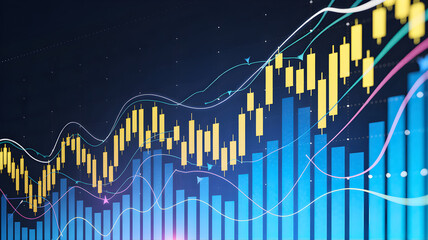 Naklejka premium Stock market financial analysis concept with charts and graphs, economic data visualization