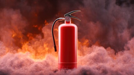 Fire extinguisher in the middle of a fire