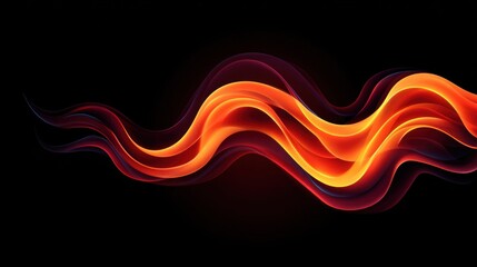 Abstract flowing fiery waves on a black background, perfect for modern design