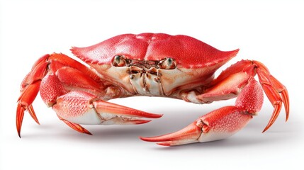 Vibrant red crab isolated on a clean white background, studio shot