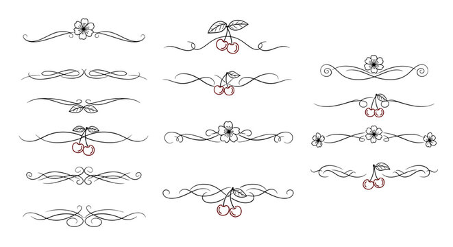 Decorative dividers featuring floral and cherry motifs with intricate designs