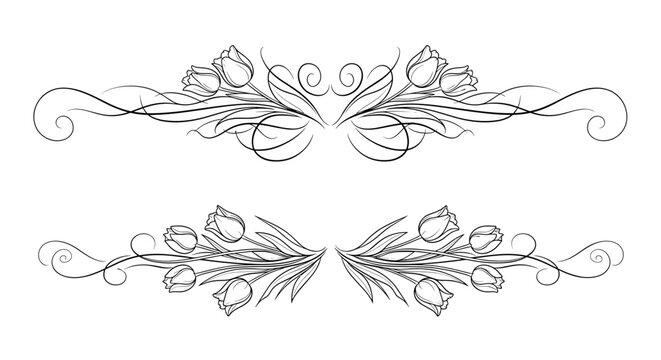 Elegant decorative dividers featuring tulip and swirl designs
