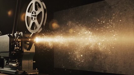 Vintage film projector in operation generating light and dust particles - Powered by Adobe
