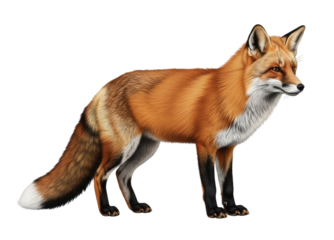 Red fox standing transparent background cutout png