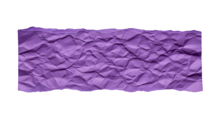 Crumpled purple paper texture isolated on transparent background for graphic design projects