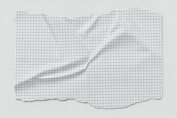 Wrinkled paper with grid pattern isolated on white background