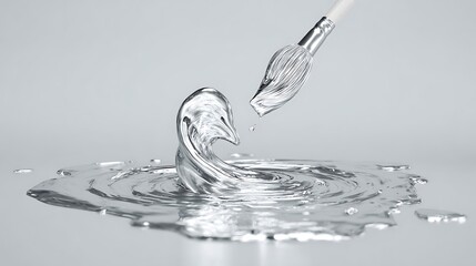 A closeup of liquid metal, possibly mercury or gallium, splashing and forming ripples on a smooth, reflective surface, showcasing its unique fluid dynamics and metallic sheen