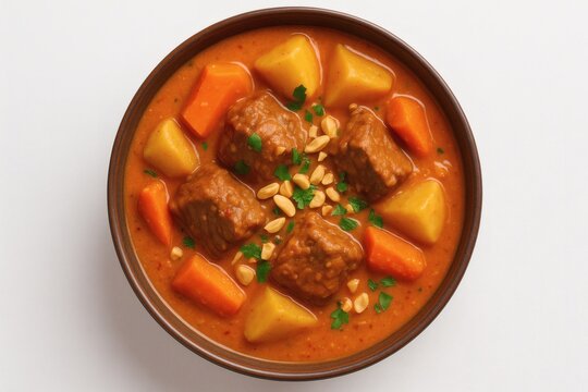 Maafe Peanut Stew Isolated on White Background for African Cuisine and Food Photography