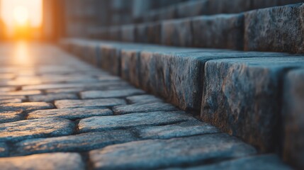 Subtle steps illuminated by warm light, resolution, daily disciplined effort