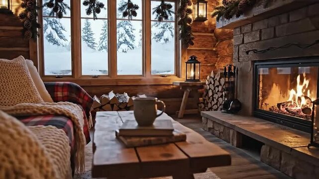 Christmas tree with fireplace, Cozy Christmas fireplace
