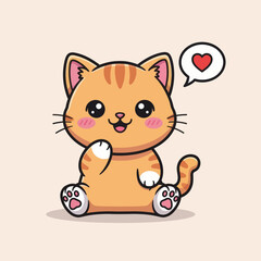 Obraz premium Cute cat sitting cartoon vector icon illustration. Animal nature icon concept isolated premium vector. Flat cartoon style