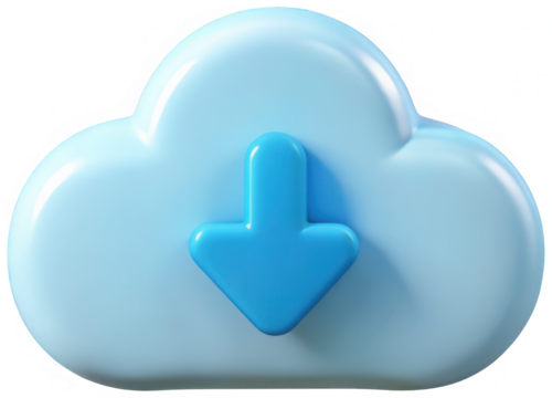Download from cloud icon png 3D render png data png storage png technology png internet png arrow png transfer png network png file png transparent background image