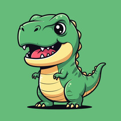 Cute dino tyrannosaur standing cartoon vector icon illustration animal nature icon isolated flat
