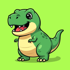 Cute dino tyrannosaur standing cartoon vector icon illustration animal nature icon isolated flat