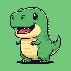 Cute dino tyrannosaur standing cartoon vector icon illustration animal nature icon isolated flat