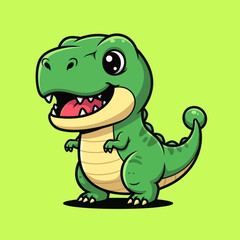 Cute dino tyrannosaur standing cartoon vector icon illustration animal nature icon isolated flat