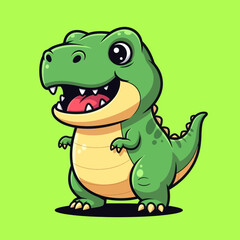 Cute dino tyrannosaur standing cartoon vector icon illustration animal nature icon isolated flat