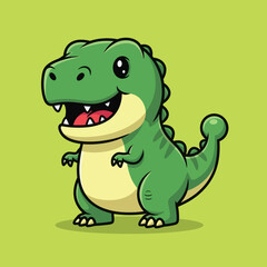 Cute dino tyrannosaur standing cartoon vector icon illustration animal nature icon isolated flat