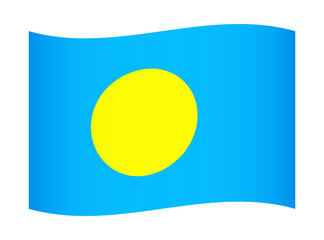 Palau wavy flag illustration. Waving flag of Palau transparation png