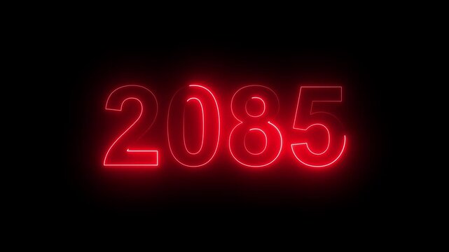 2085 Glowing Neon Line Text Animation, Powerful Abstract Neon Number Design in Stunning 4K Highlighting the Iconic and Important Year important date 2085.