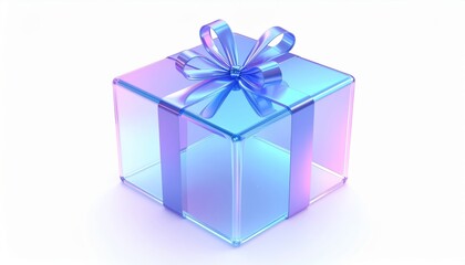 Obraz premium Holographic Glass Gift Box with Bow