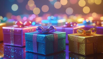 Colorful Glitter Gift Boxes with Bokeh